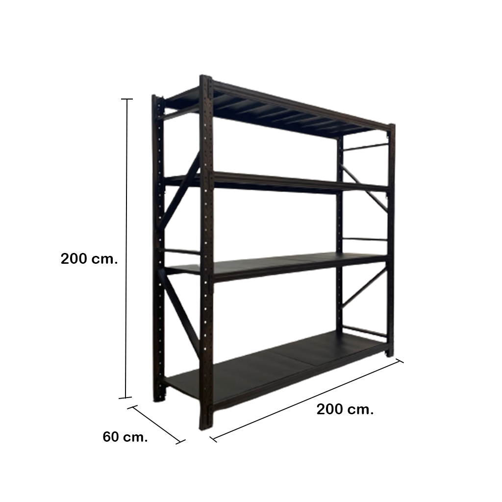 ชั้นวางสินค้าอเนกประสงค์ 4 ชั้น 200 kg. สีดำ ขนาด 200*200*60 ชั้นเหล็กฉาก _Y63L8LLRBK